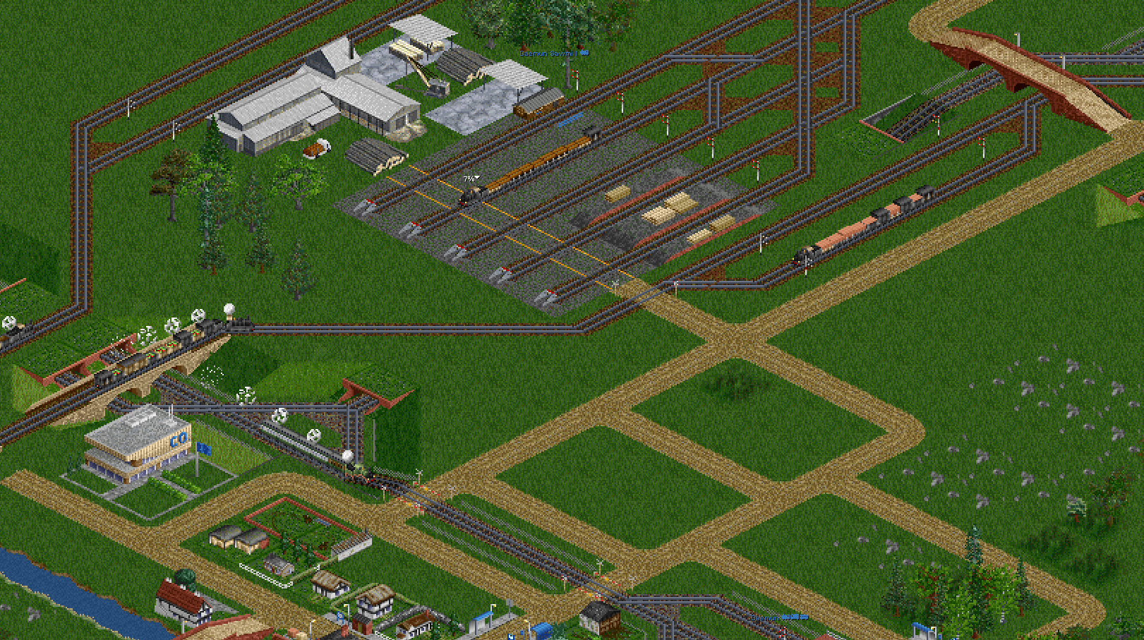 A game from Darthrafael, who... A game from Darthrafael, who said“I’m focused primarily on getting things to look nice, and have as such given myself lots of money, because I enjoy playing with trains,Trainsets are: Iron Horse 2 (Main Trainset, it’s really good) Dutch Trainset 2 (Might use some intercities and express trains from here, but I’m primarily focusing on Iron Horse) Vactrains 0.2.2 (Because I like the Generic Vactrains for the Future) DBSet XL (Again for express trains because fancy liveries)Industry-wise I’m using ECS and the Lumber Camp sets. For buildings I use the UK Town Set, Town & Industry Houses, and Swedish Houses. I’m using NuTracks for tracks, but I also have Planning Tracks & Track Beds. I technically also have Pikka’s Finescale Tracks, but they’re enabled purely for the signals. I like the smaller signals it gives, and unfortunately I have no idea if there’s a GRF out there that adds just the signals, because sometimes combining tracktypes gets a bit weird.Oh, and to get my Locomotives to be in the shade of black that they are, I’m using the Mauve-to-Black GRF I found somewhere on here.”